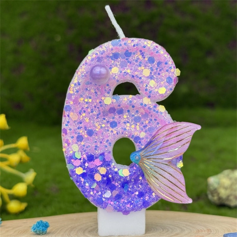 1pc 3D number birthday candle with glittering sparkles, perfect for decorating cakes for birthdays, anniversaries, and festive celebrations.