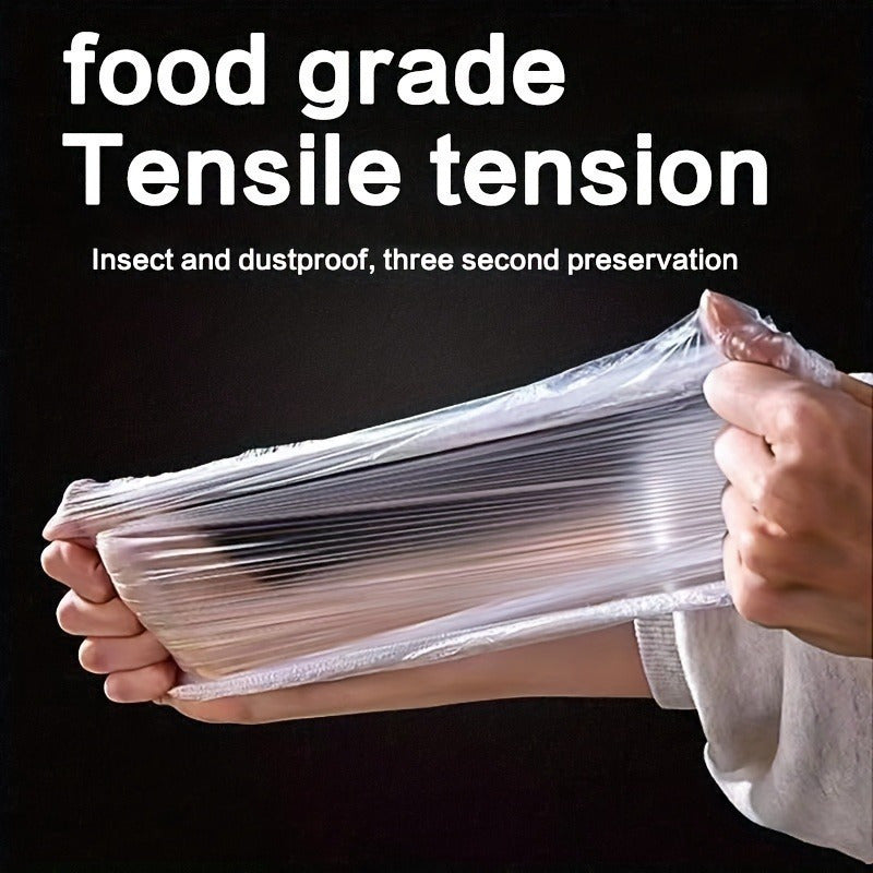 100 disposable food-grade plastic wrap covers for bowls and plates, providing insect-proof and dustproof freshness preservation for restaurant supplies.