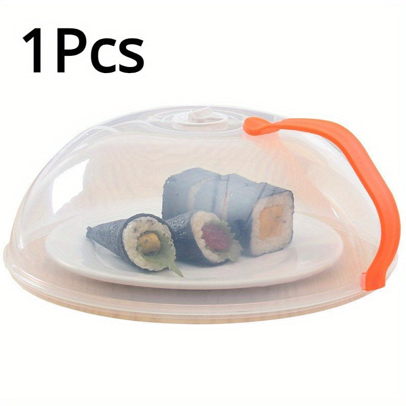 Durable PP Microwave Splatter Guard with Easy-Grip Handle - Transparent and Heat-Resistant Food Cover with Steam Vent, Ideal for Heating Vegetables and More in the Home Kitchen