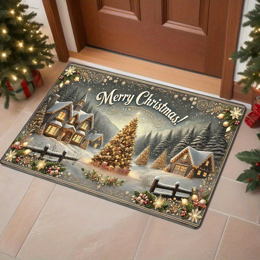 Polyester Christmas Doormat - Add holiday cheer to your entryway with this washable rectangular rug, perfect for any room in your home. Made with durable materials and easy to clean in your washing machine.