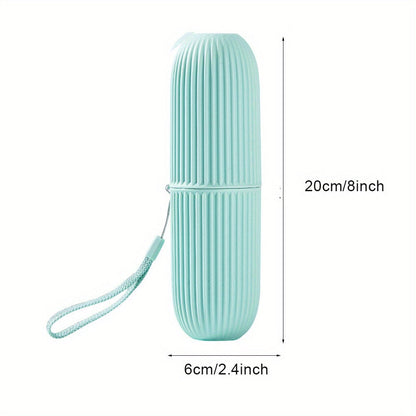 Durable Plastic Travel Toothbrush Holder with Gargle Cup - Portable Storage Case, Perfect for Home, School, Business, and Camping. No batteries required.