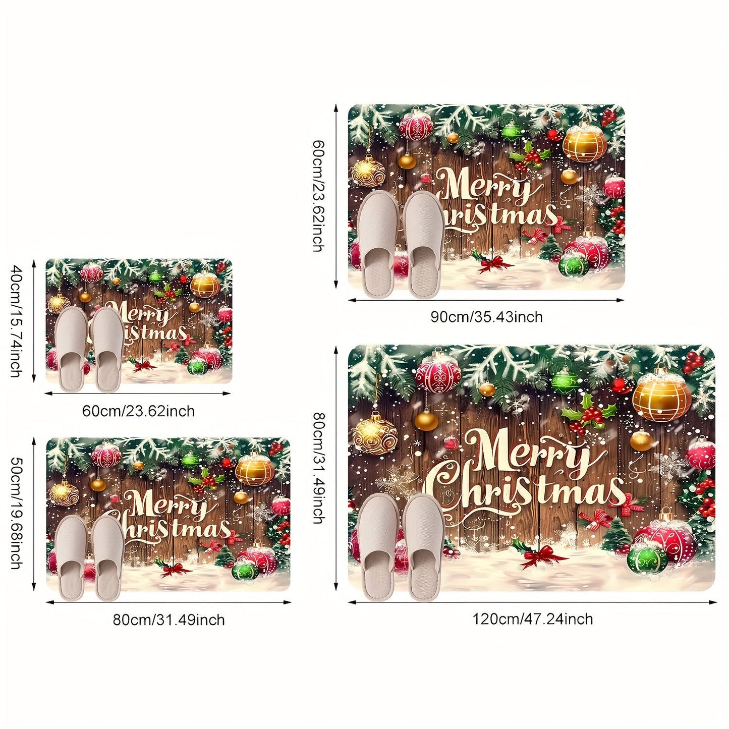 Get in the Holiday Spirit with this Festive Christmas Doormat - Easy to Clean, Durable Polyester Rug with "Merry Christmas" Design, Perfect for Any Room in Your Home - Adds a Touch of Seasonal Cheer for Christmas and Diwali