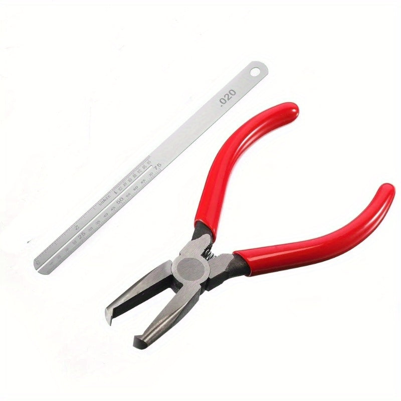 Fret tools for guitar and other stringed instruments, includes wire puller and cutting pliers.