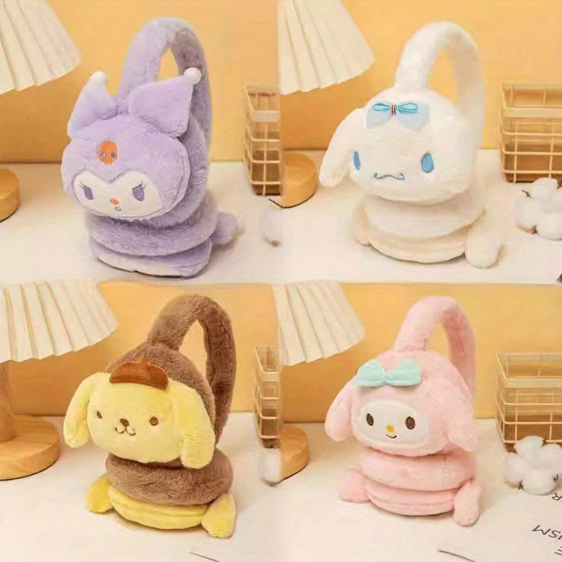 [Fan Favorite] Sanrio Adorable Cartoon Plush Animal Earmuffs - Cozy Fleece, Flexible Fit, Hand Washable, Keep Your Ears Warm in Winter