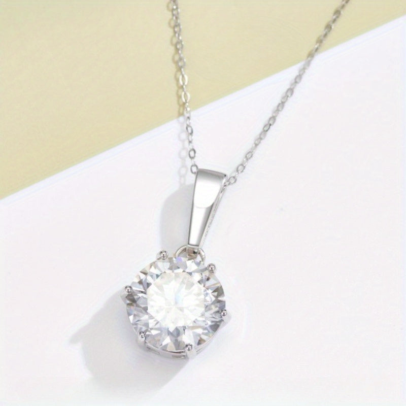 Moissanite Pendant Necklace: Luxurious Spark Grow 1pc 4.2g, 10 Carat Round Cut in S925 Sterling Silver with 18K Golden Plating. Elegant, Simple, and Versatile Style. Ideal for Christmas, New Year, Birthdays, and everyday wear. Perfect for both casual and