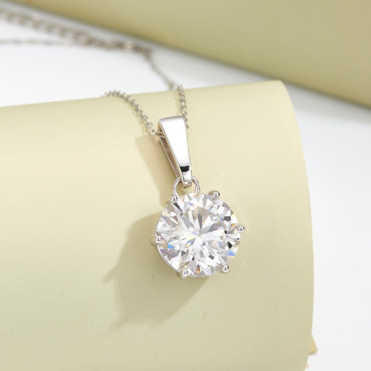 Moissanite Pendant Necklace: Luxurious Spark Grow 1pc 4.2g, 10 Carat Round Cut in S925 Sterling Silver with 18K Golden Plating. Elegant, Simple, and Versatile Style. Ideal for Christmas, New Year, Birthdays, and everyday wear. Perfect for both casual and