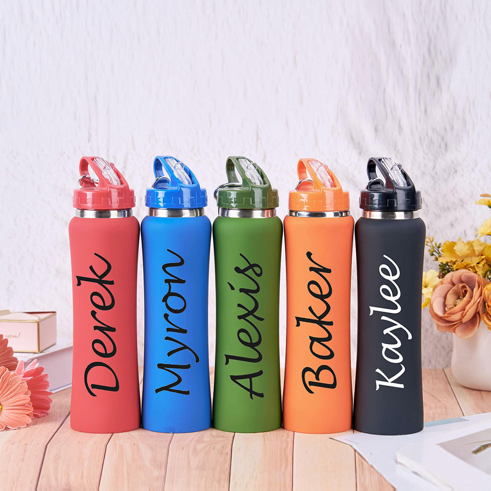 Personalized stainless steel water bottle with straw, perfect for gifts. Perfect for sports and gym use. Ideal for birthdays and Christmas for men, women, and parents.