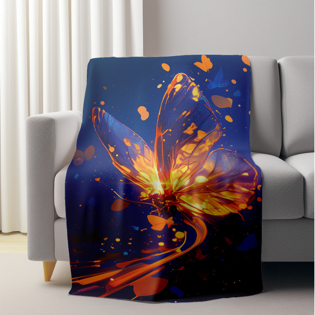 Machine washable, this lightweight plush comfort throw blanket features a dreamy butterfly design in a contemporary style. Made of knitted polyester flannel, this soft and warm sofa blanket is perfect for all seasons. With anti-tear technology and a