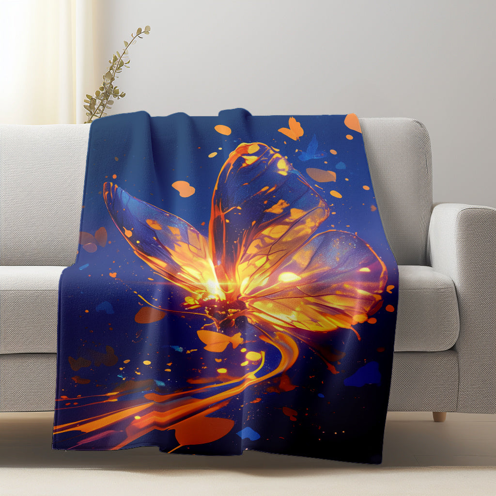 Machine washable, this lightweight plush comfort throw blanket features a dreamy butterfly design in a contemporary style. Made of knitted polyester flannel, this soft and warm sofa blanket is perfect for all seasons. With anti-tear technology and a