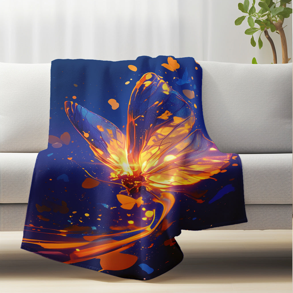 Machine washable, this lightweight plush comfort throw blanket features a dreamy butterfly design in a contemporary style. Made of knitted polyester flannel, this soft and warm sofa blanket is perfect for all seasons. With anti-tear technology and a