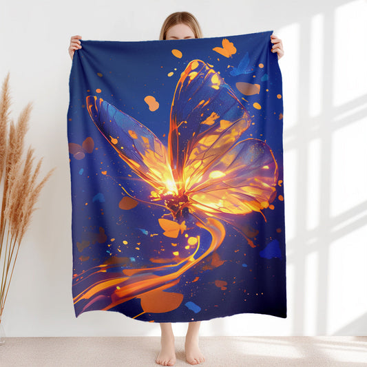 Machine washable, this lightweight plush comfort throw blanket features a dreamy butterfly design in a contemporary style. Made of knitted polyester flannel, this soft and warm sofa blanket is perfect for all seasons. With anti-tear technology and a