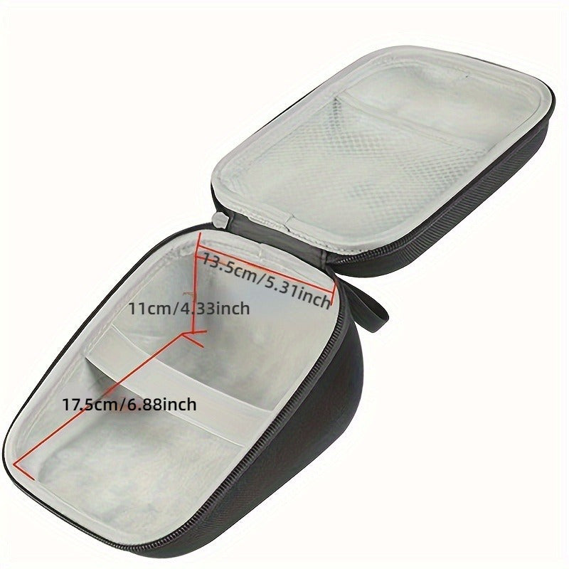 Hard shell case for digital blood pressure monitor with durable exterior, cushioned interior, elastic strap, and easy zipper opening. Ideal for home use.