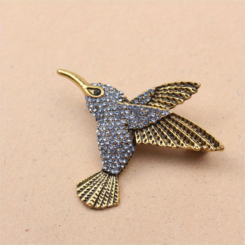 Luxurious and Elegant Hummingbird Brooch Pin adorned with Imitation Rhinestones - Made of Enamel Material, Perfect Novelty Gift for Women