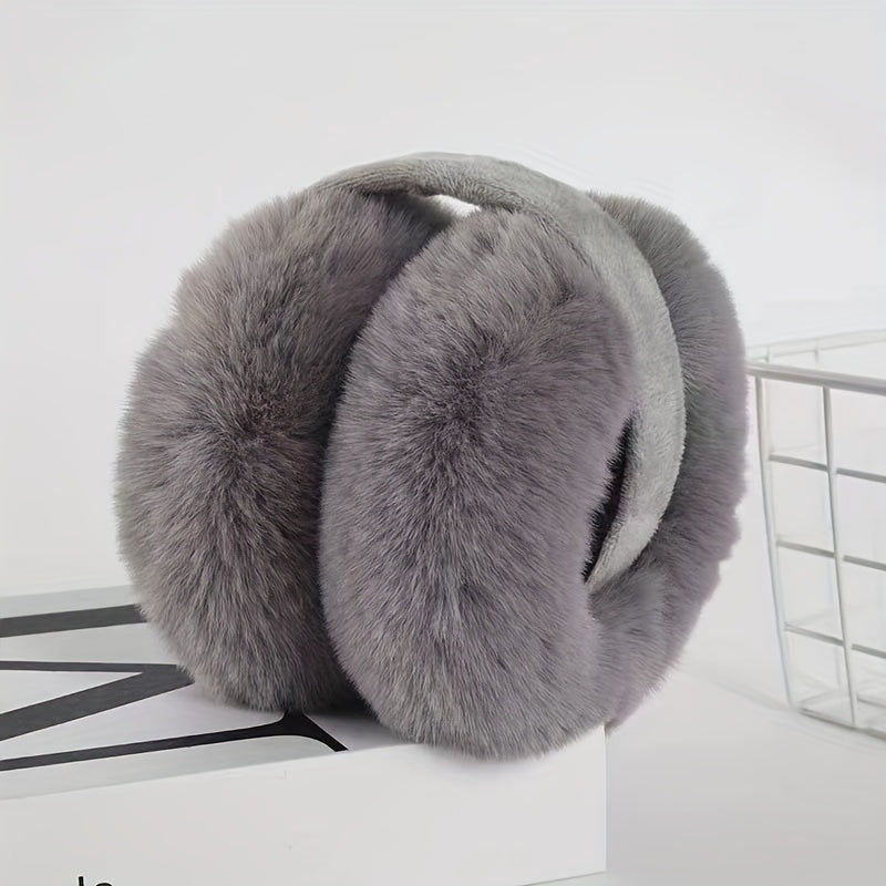 Winter Warm Foldable Earmuffs in Solid Color with Thick, Coldproof, and Stretchable design. Plush, Soft, and Cozy material suitable for both Women and Men. Ideal for Outdoor Activities, made from Knitted Polyester material. Hand Wash Only.