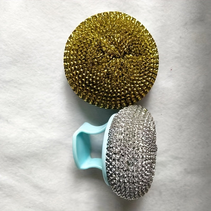 One Cleaning Ball Set: Includes a Short Handle, Multi-functional Kitchen Cleaning Brush. Ideal for Dishwashing, Durable Scrubbing of Pans, Pots, Kitchen Sink, Countertops, and more. Essential Cleaning Supplies and Tool.