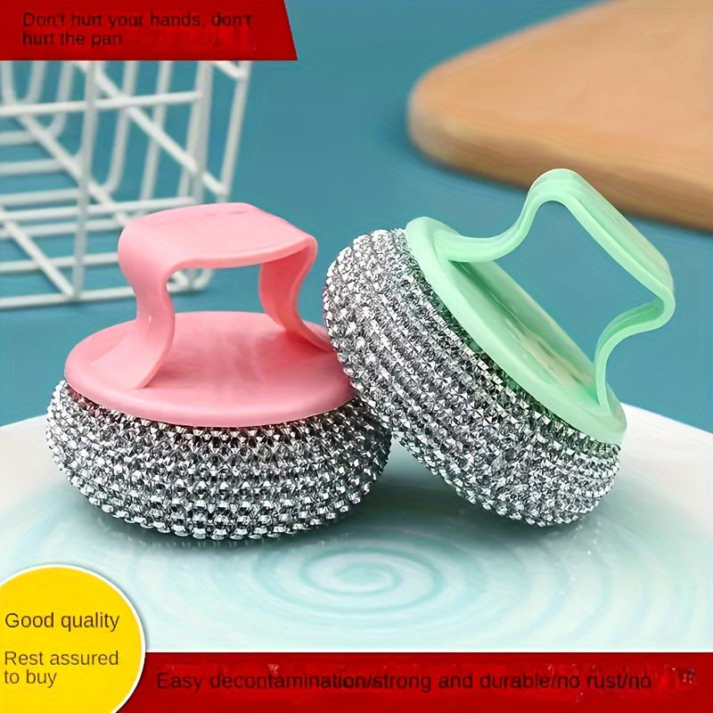 One Cleaning Ball Set: Includes a Short Handle, Multi-functional Kitchen Cleaning Brush. Ideal for Dishwashing, Durable Scrubbing of Pans, Pots, Kitchen Sink, Countertops, and more. Essential Cleaning Supplies and Tool.