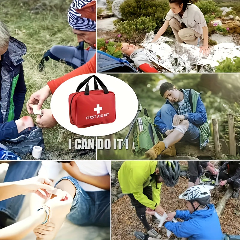 Exclusive freight discount for 1pc Comprehensive First Aid Kit for Home, Car, Camping & Hiking. Includes essential supplies, scissors, and tweezers. Durable, portable, and available in 2