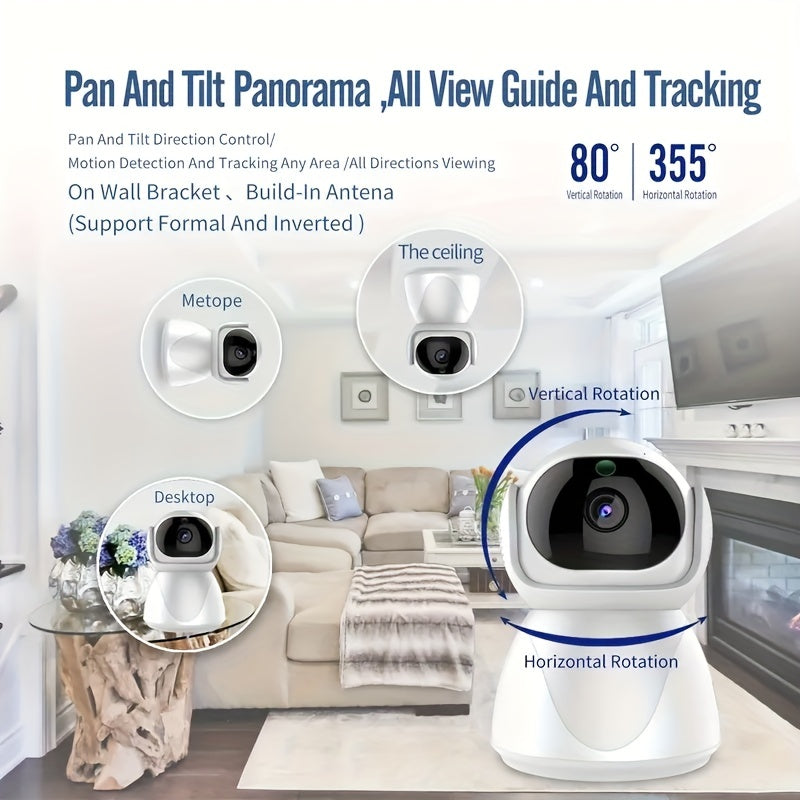 Stay connected and secure with our Smart Home Security Camera. With HD 1080P quality, WiFi connection, and easy One-Click Call feature, you can monitor your home effortlessly. The camera also features Auto Tracking, Infrared Night Vision, Motion Alerts