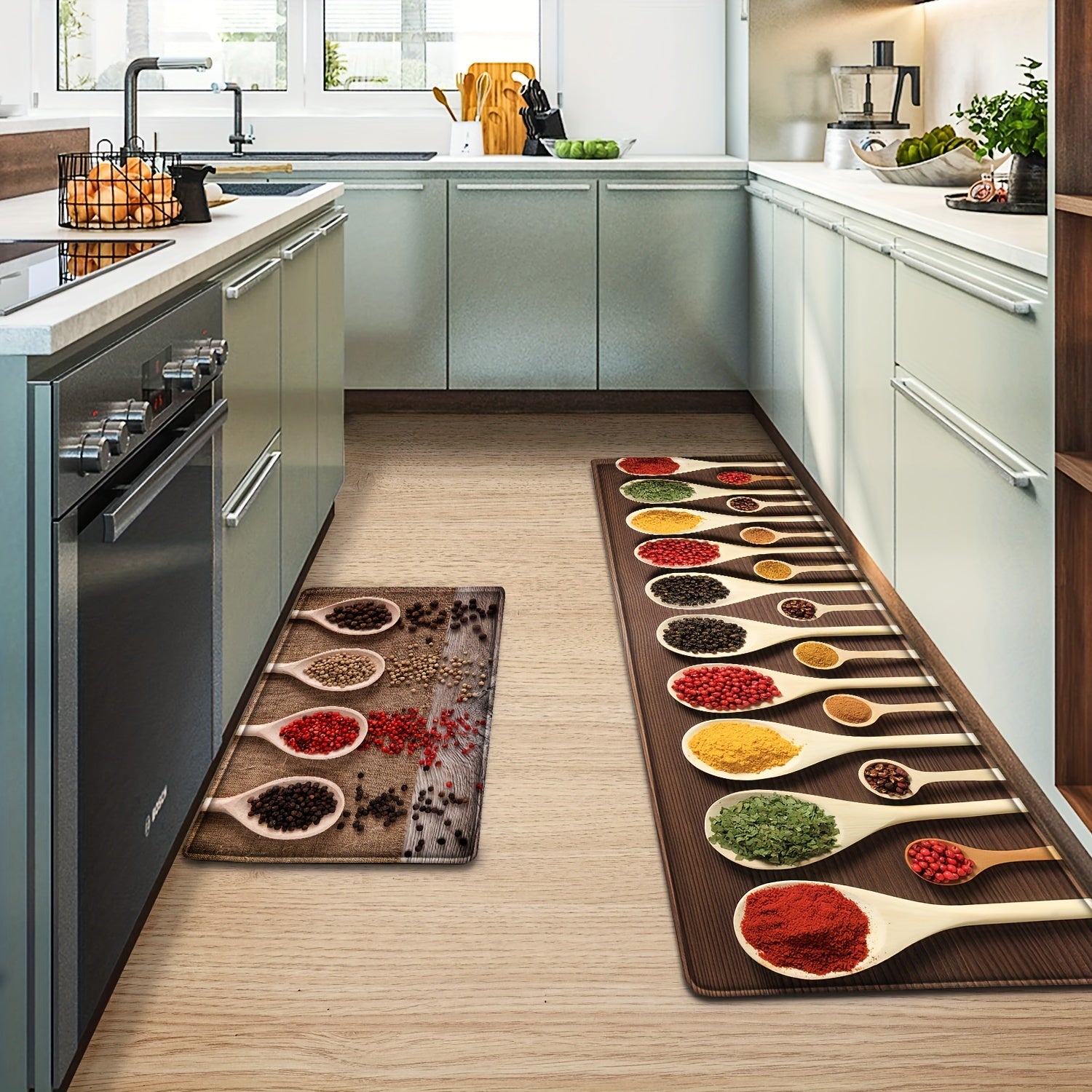 2 fashionable kitchen mats with a wood grain design, washable runner carpets, perfect for spring decor in high traffic areas. Great for corridors, laundry rooms, living rooms, bathrooms, lounges, and sinks. Ideal for home decor gifts.