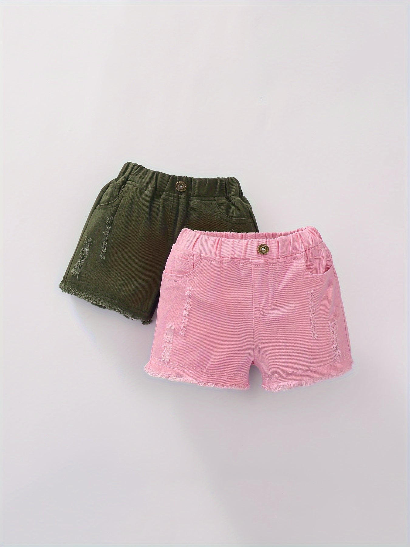 Colorful Cow Two-piece Set Girls' Casual Denim Shorts