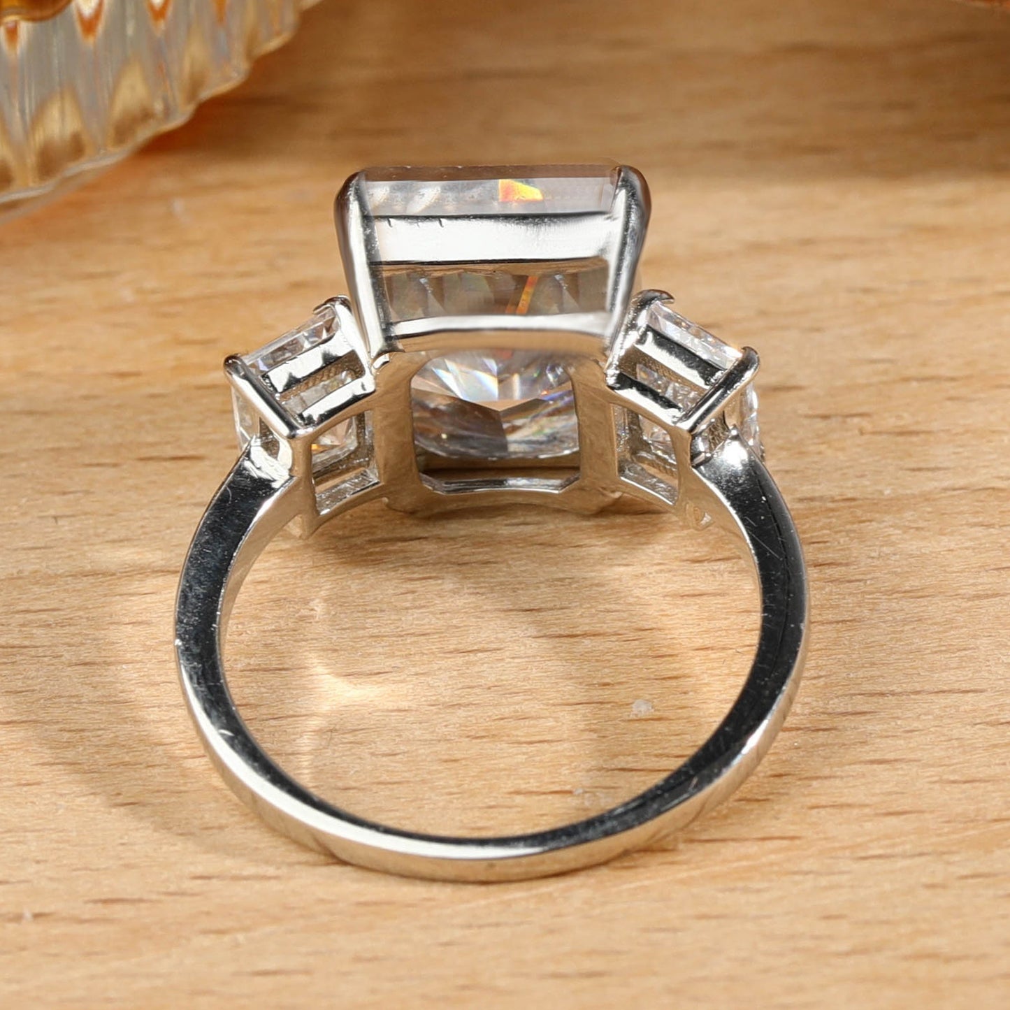 Elegant Classic White Synthetic Gems Wedding Ring made of 925 Sterling Silver, perfect for Engagement Proposal Jewelry.