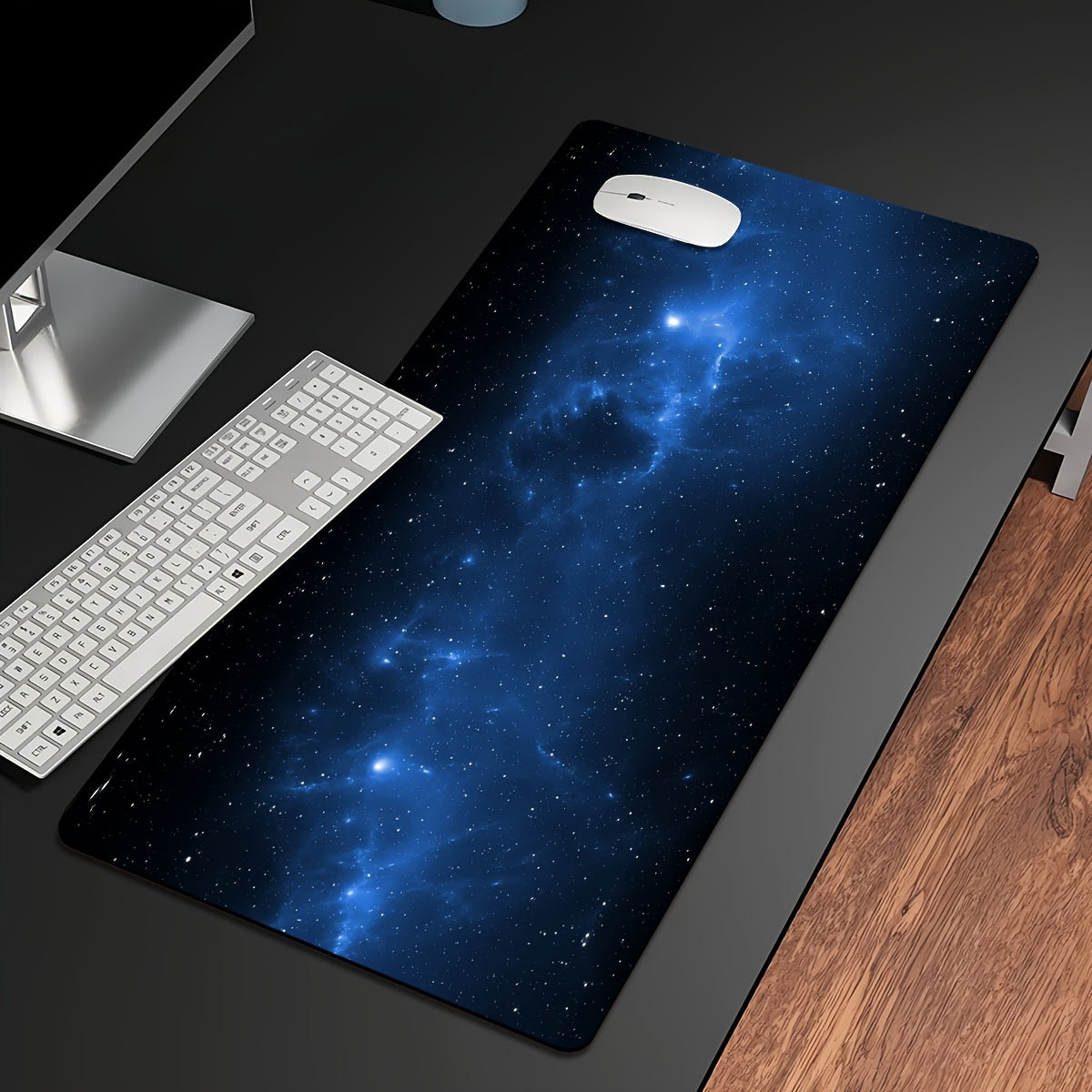 1 large mouse pad with starry night sky design, durable non-slip polyester material for gaming, office, and studying, perfect for gamers and professionals.