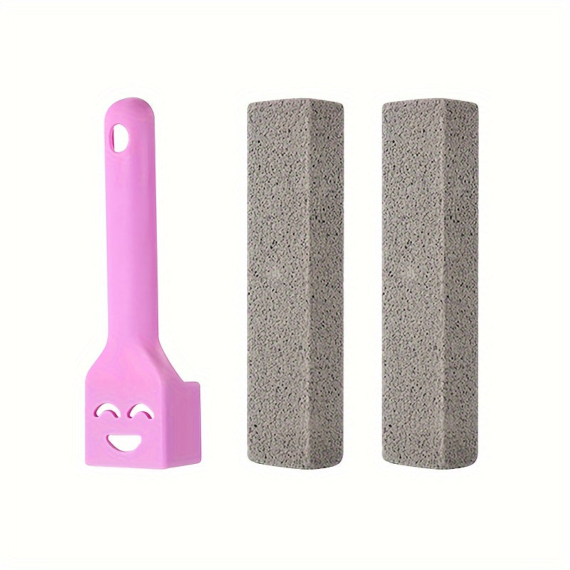 Set of 3 Pumice Stone Toilet Cleaning Brushes - Durable and Reusable, Effectively Removes Hard Water Stains in Bathroom & Pool, Manual Cleaning Tool for Non-Electric Household Use