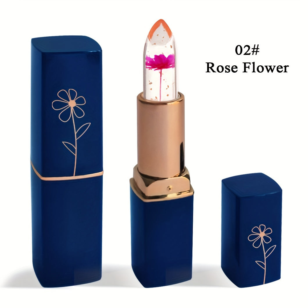 Mirsist Hydrating Flower Jelly Lipstick: Water-resistant, matte effect for all skin types. Nourishing day and night repair in pink tone, lightweight ≤300g.