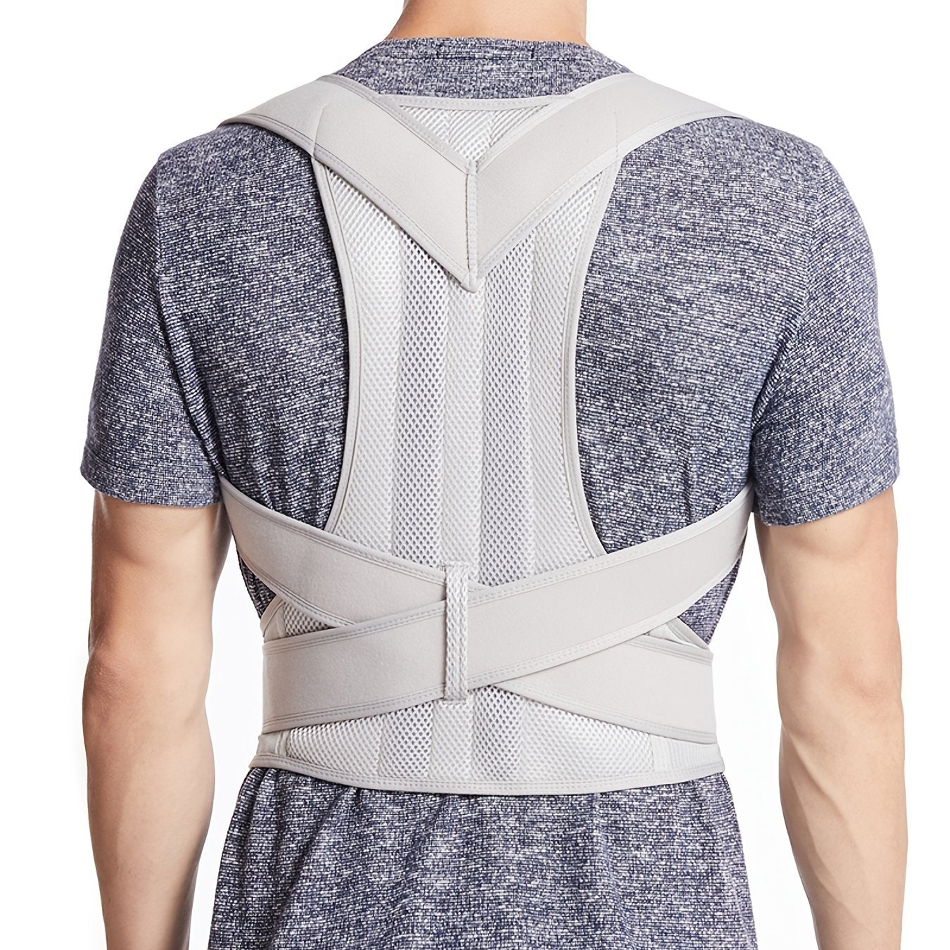 Flexible posture corrector vest with lumbar and shoulder support for improved posture and back pain relief.