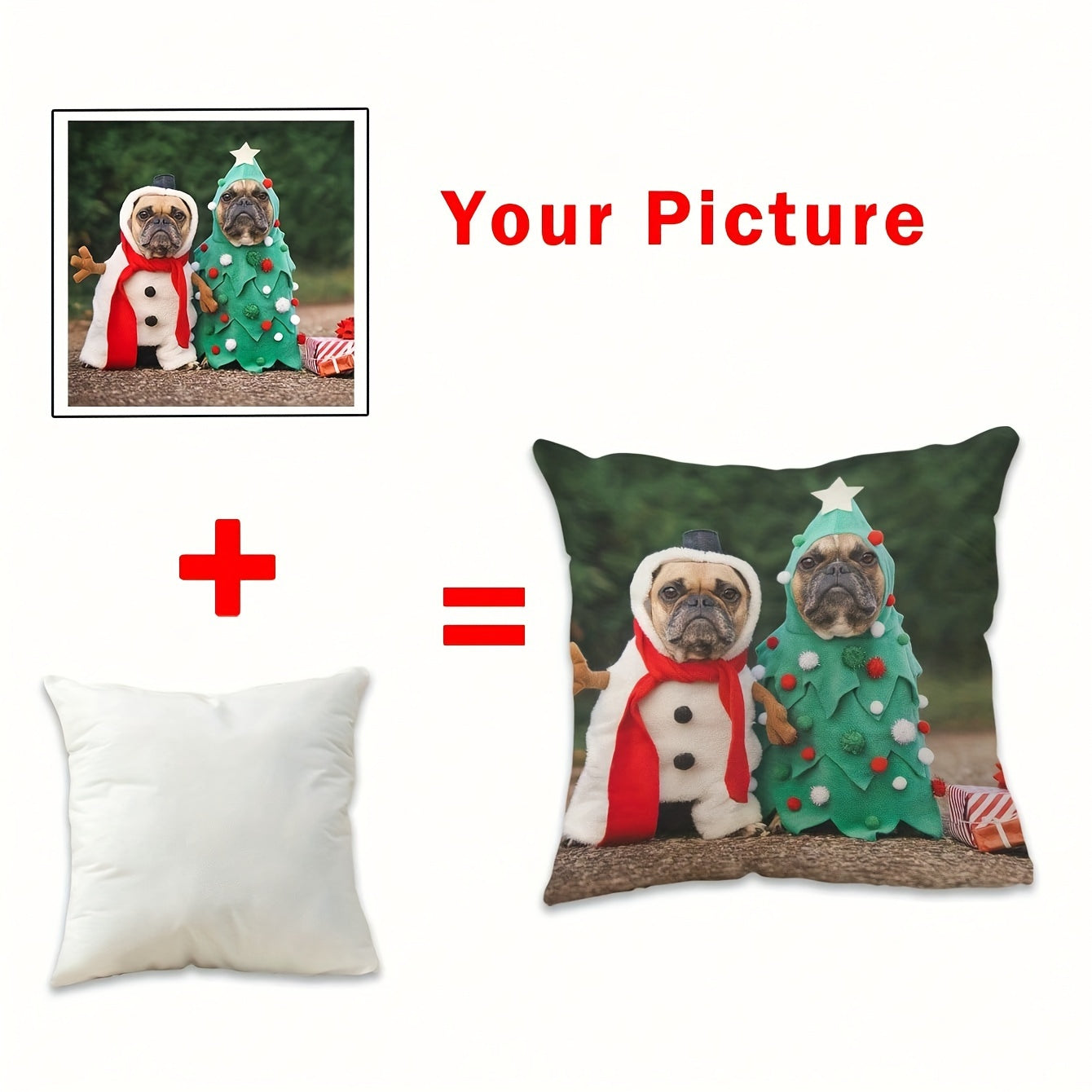 Personalized Dog & Cat Pet Photo Memorial Pillow - Ideal Christmas Gift, Single-Sided Print, Insert Not Included, 45.72x45.72 cm, Perfect for Christmas Time