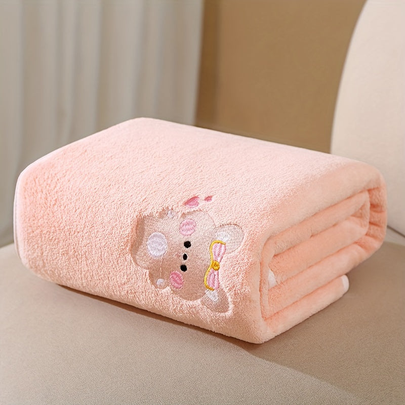 Set of 2 Bindi Monkey Hooded Baby Bath Towels, Made with Super Soft Polyester, Highly Absorbent and Fast Drying, Double Layered Coral Fleece, Safe for Sensitive Baby Skin, Ideal for Ages 0-3