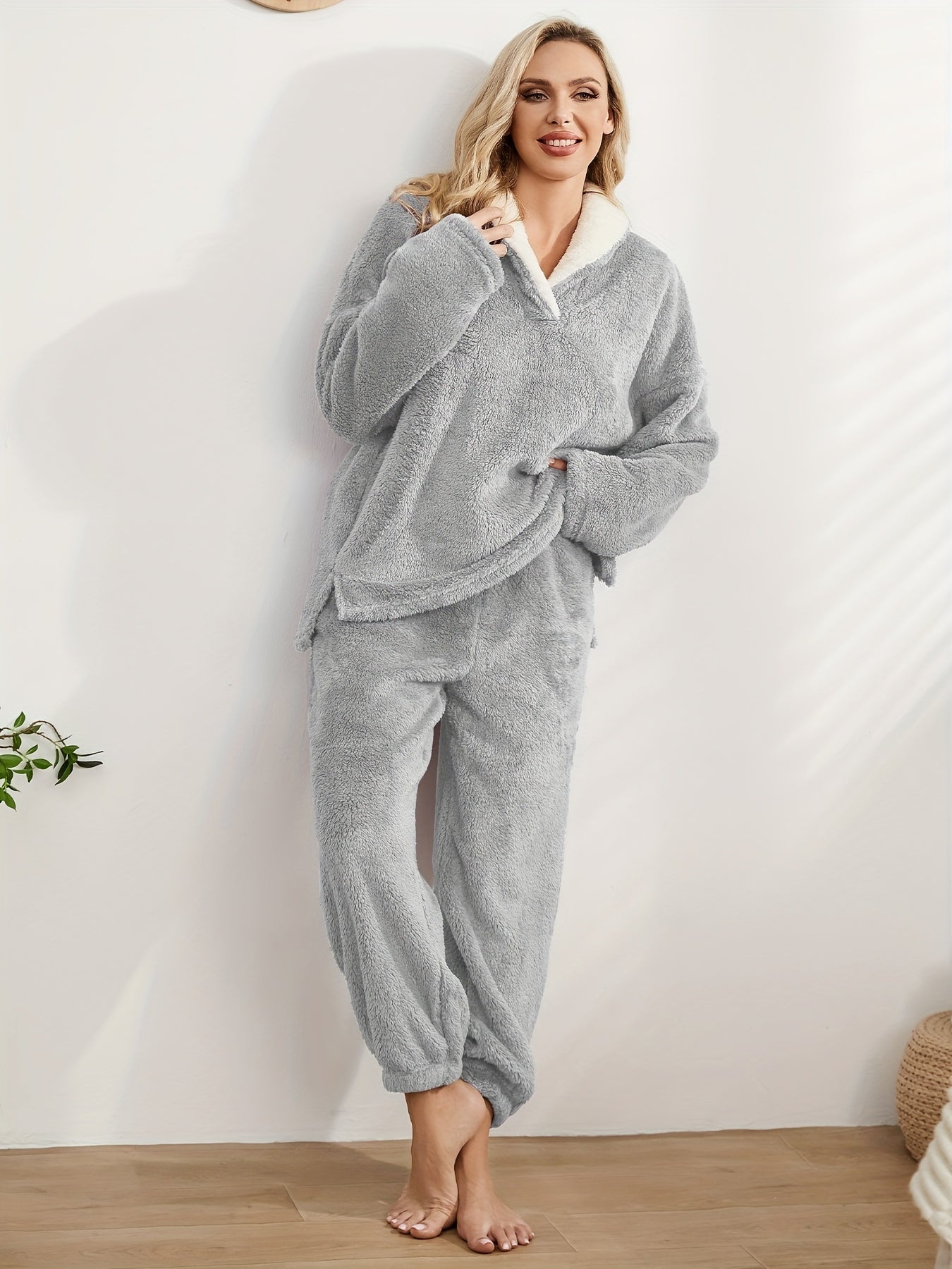 Cozy Flannel Loungewear Sets for Women, Long Sleeve Tops & Pants