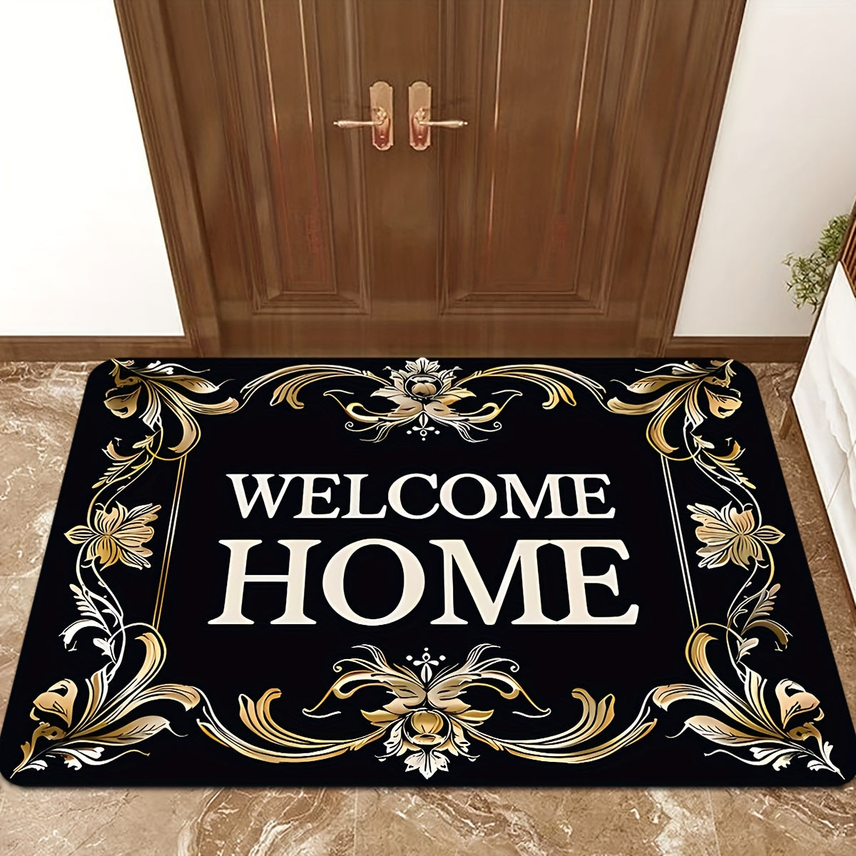 Introducing our Welcome Home Monogrammed Entrance Mat! Made of non-slip, stain-resistant polyester with sponge backing, this rug is perfect for both indoor and outdoor use. Quick dry and easy to clean, it's the best choice for Christmas and ideal for