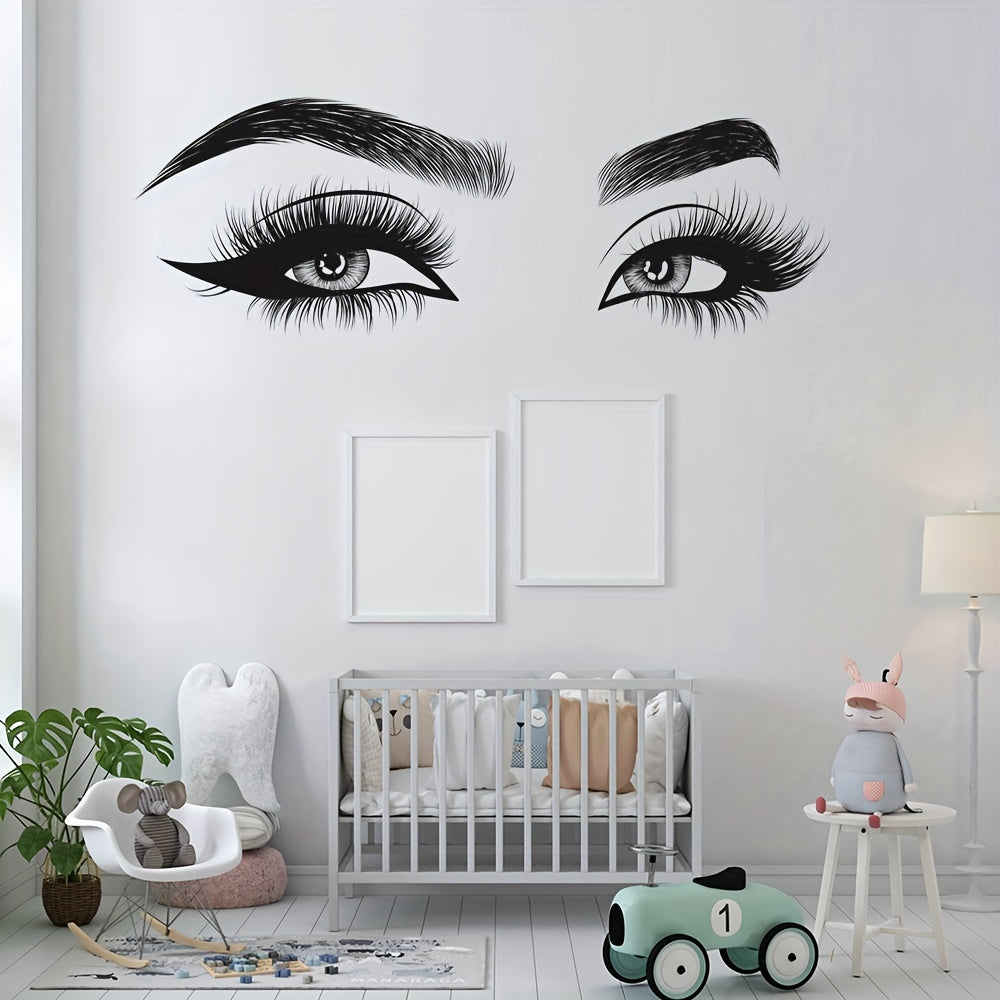 Creative wall sticker with beautiful eyelash pattern, perfect for decorating bedrooms, entryways, living rooms, porches, and more.