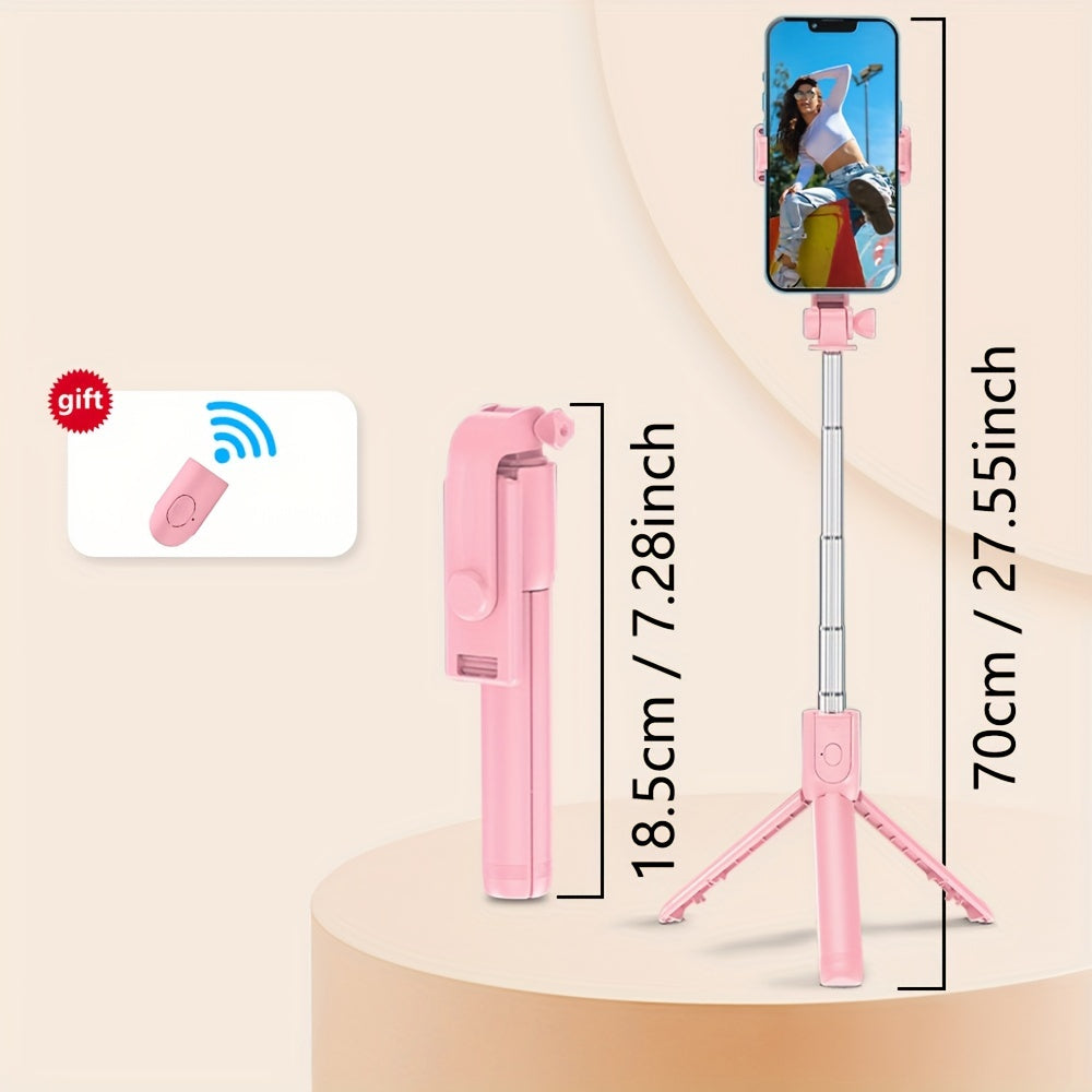 3-in-1 selfie stick tripod with wireless remote control for live streaming, videos, and photos. Perfect for travel.