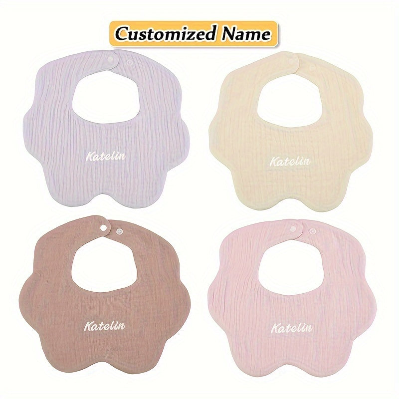 Set of 4 Soft Gauze Children's Bibs with Custom Name Option - Exceptionally Absorbent, Breathable, and Premium Quality - Ideal Gift for Kids' Birthdays, Christmas, and Halloween