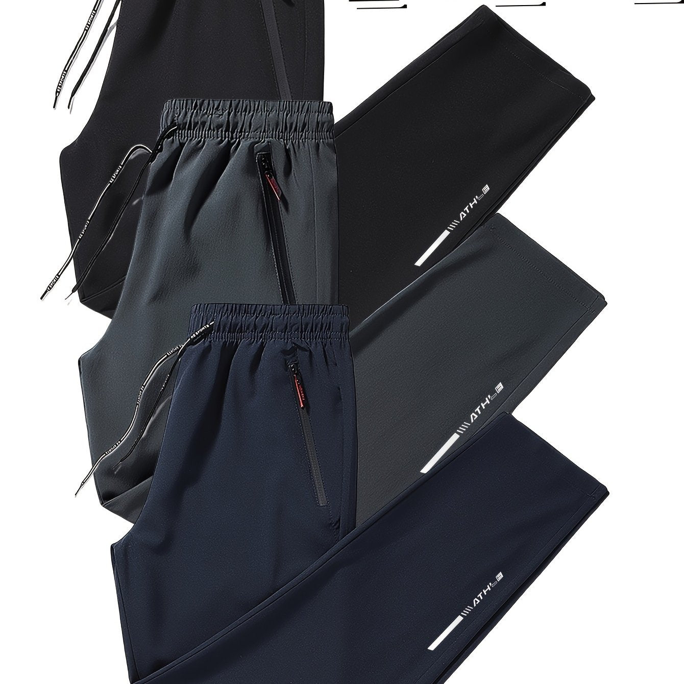 Men's stylish and comfortable 3-piece casual pants for spring and summer, designed for running, training, and sports, featuring quick-drying and breathable fabric.