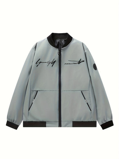 Men's Classic Bomber Jacket - Casual Baseball Coat for Spring/Autumn