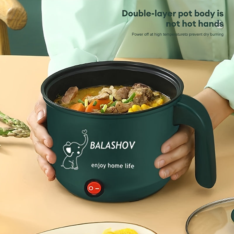 BALASHOV Electric Hot Pot, a portable fondue cooker with steamer, ideal for stir fry, stew, and steaming, suitable for Ramen, soup, and oatmeal.