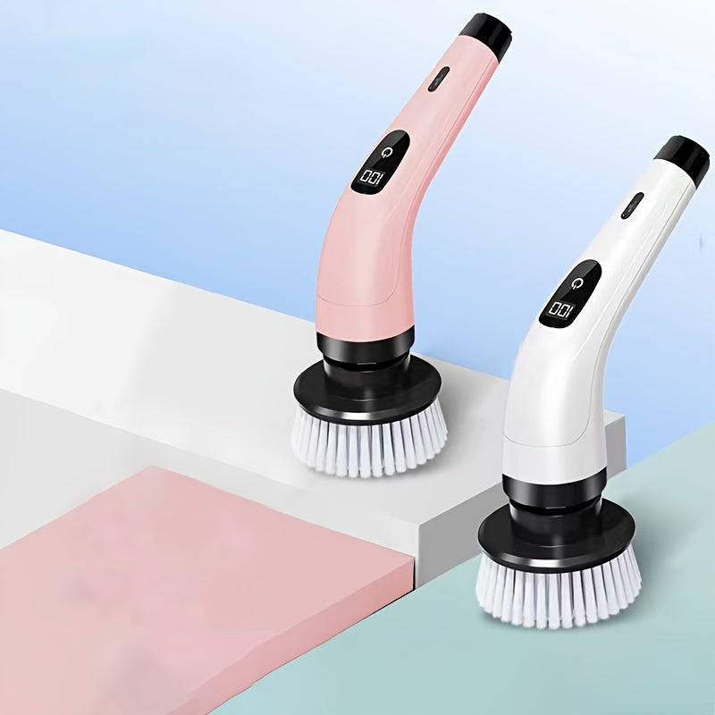 IAGREEA Electric Spin Scrubber 8 Brush Heads - Cordless Power Scrubber with USB Rechargeable, Adjustable Extension Handle, Digital Display, Medium Firmness for Efficient Cleaning in Bathroom, Kitchen, Toilet, Living Room, Car - Multipurpose Cleaning Tool