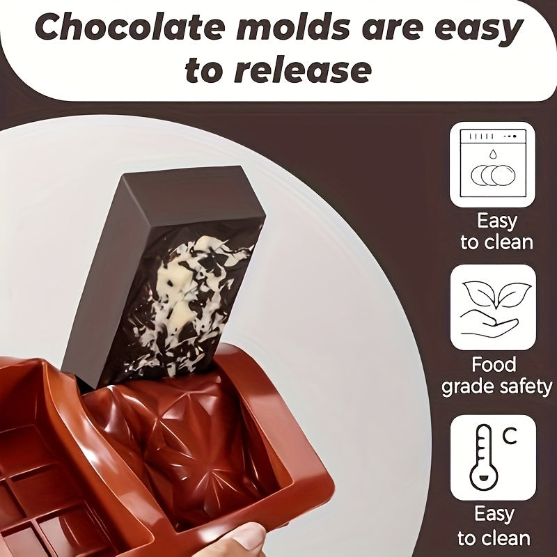 Durable Silicone Chocolate Bar Mold - 2.54cm Deep, Non-Toxic, Great for Making Bars & Candy Treats, Perfect for Holiday Baking during Halloween & Christmas