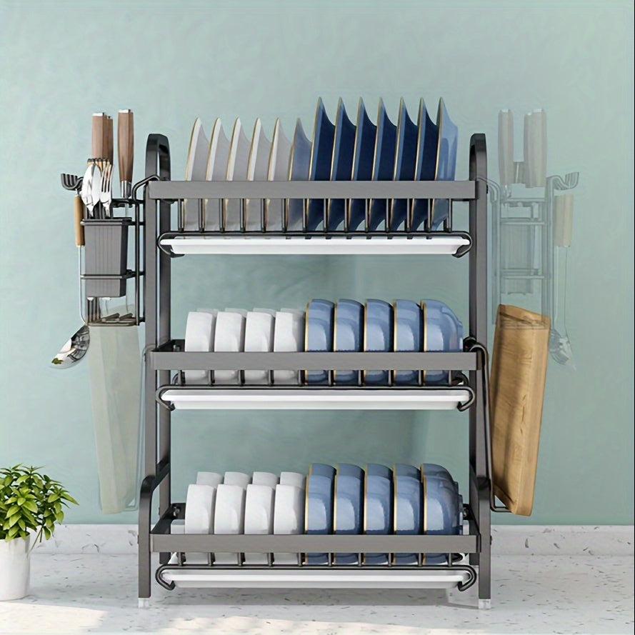 New high-quality carbon steel anti-rust three-layer utensil storage rack is ideal for families.