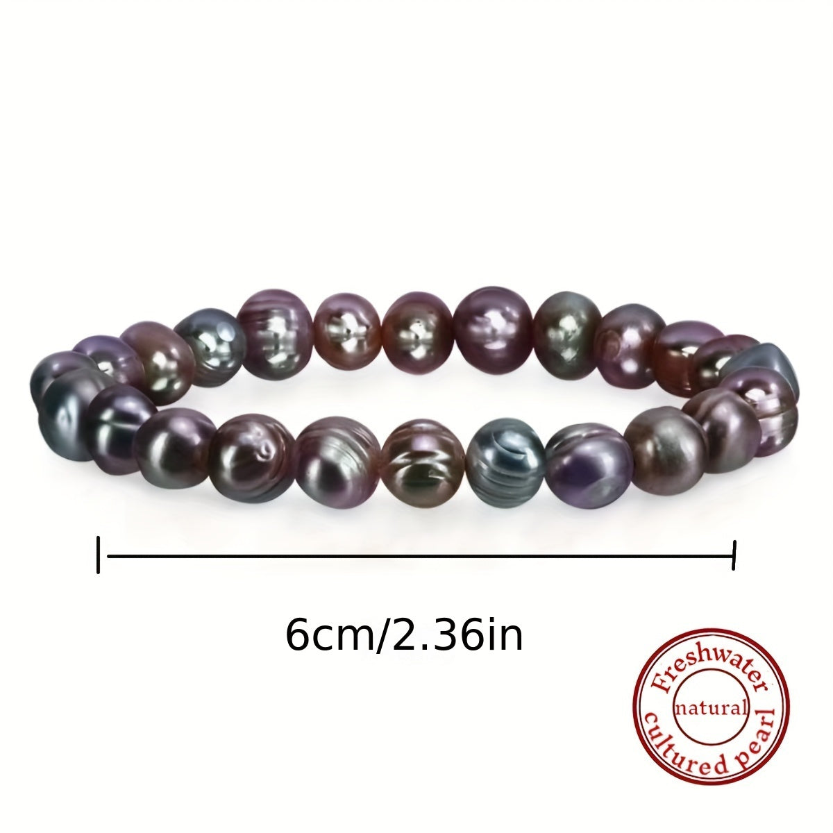 Classic Black Freshwater Pearl Bracelet - 7-8mm Natural Pearls with Distinctive Growth Lines, Ideal for Couples and Gifting