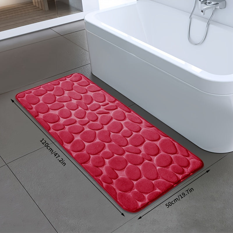 Quick-Dry Pebble Bath Mat, Thick Non-Slip Sponge Floor Mat for Bathroom, Machine Washable, Soft Coral Fleece - Ideal for Home Decor in Kitchen, Laundry Room, Bedroom, and Bathroom.