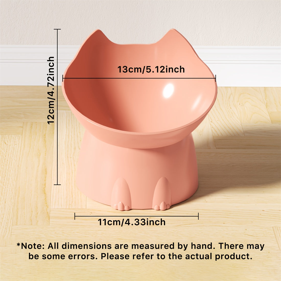 Slanted pet feeder for cats and dogs with neck-friendly design.