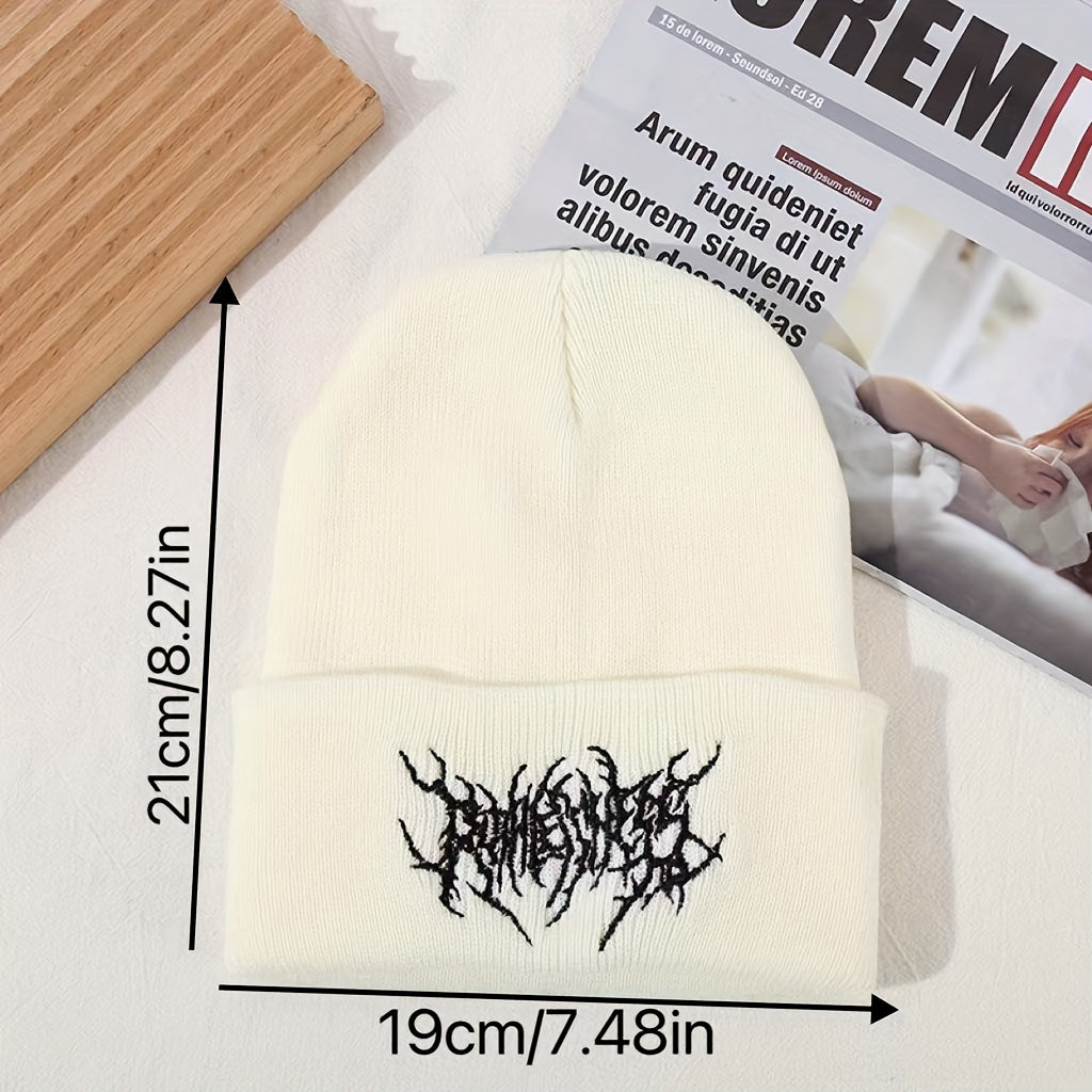 Unisex Casual Gothic Scar Embroidery Knit Beanie Street Fashion Ski Cap