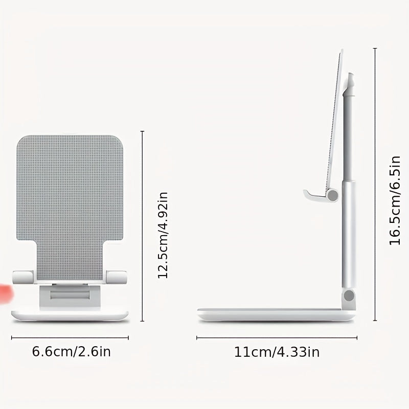 Desk mobile phone holder stand for various devices with adjustable feature.