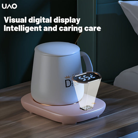 UAO Portable Electric Coffee Bean Grinder with USB Power, featuring a 55°C Ceramic Cup Warmer - Ideal for Home & Office, by UAO