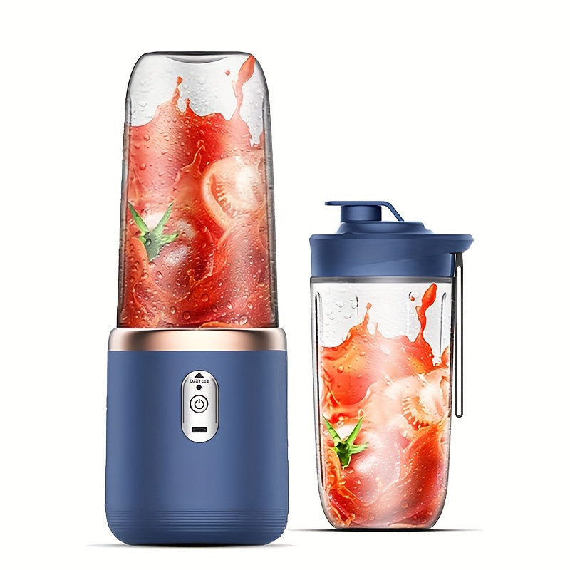 Travel-friendly USB rechargeable juicer cup with dual-chamber design, versatile blender perfect for smoothies and shakes at home or on the go.