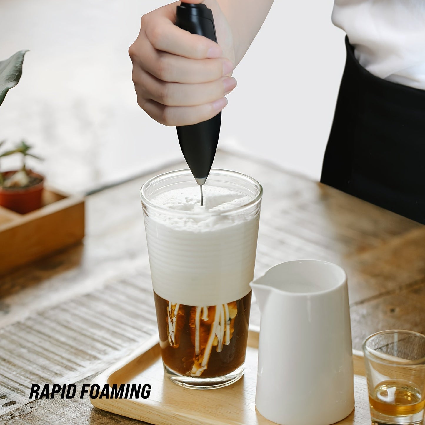 Handheld Wireless Electric Whisk perfect for Mixing Milk, Coffee, Desserts, and Cakes - Made with Metal and Plastic, Single Speed Operation, Battery Powered (AA batteries not included), Ideal for Making Foam and Mixing Ingredients in the Kitchen.